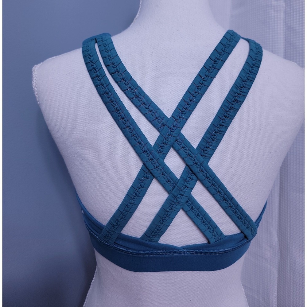 Lululemon 8 Energy Bra Braided Sea Green Strappy Sexy Athletic Gym - Picture 6 of 10